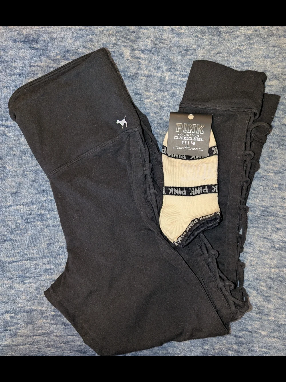 PINK Victoria's Secret Black Logo Leggings with NWT Socks